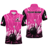 Maxcorners Pink Thunder Lightning & Lava Bowling Shirt for Men Women Team Bowling Jersey