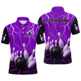 Maxcorners Purple Thunder Lightning & Lava Bowling Shirt for Men Women Team Bowling Jersey