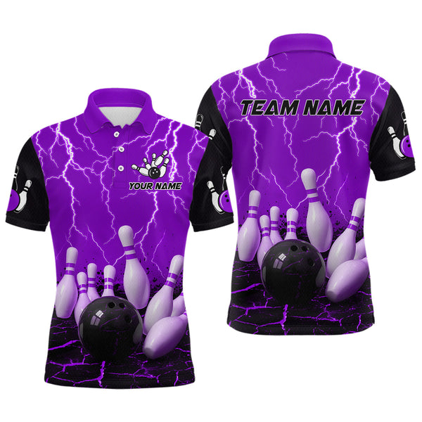 Maxcorners Purple Thunder Lightning & Lava Bowling Shirt for Men Women Team Bowling Jersey