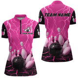 Maxcorners Pink Thunder Lightning & Lava Bowling Shirt for Men Women Team Bowling Jersey