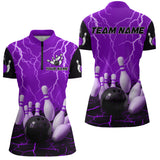 Maxcorners Purple Thunder Lightning & Lava Bowling Shirt for Men Women Team Bowling Jersey
