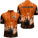 Maxcorners Orange Thunder Lightning & Lava Bowling Shirt for Men Women Team Bowling Jersey