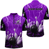 Maxcorners Purple Thunder Lightning & Lava Bowling Shirt for Men Women Team Bowling Jersey