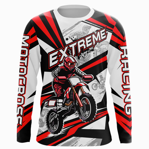 Maxcorners Red Dirt Bike Racing Jersey Upf30+ Motocross Shirt Men Kid Women Off-Road Jersey MT2709