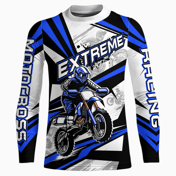 Maxcorners Blue Dirt Bike Racing Jersey Upf30+ Motocross Shirt Men Kid Women Off-Road Jersey MT2709
