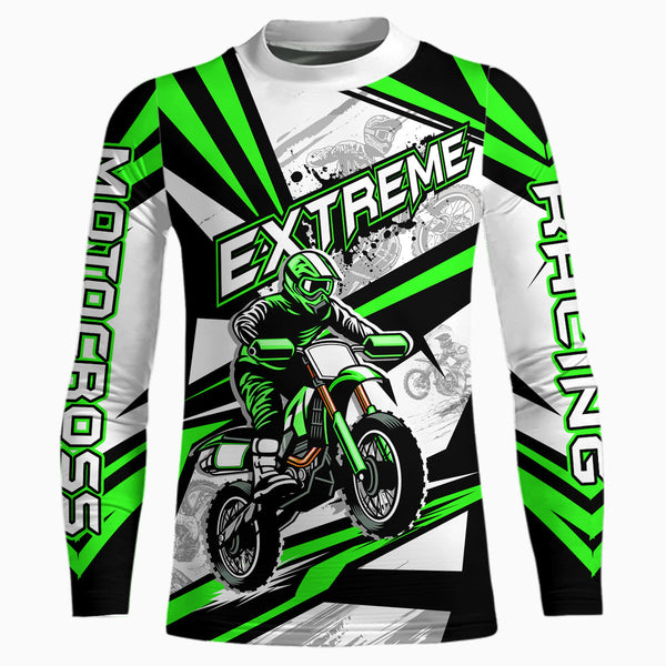 Maxcorners Green Dirt Bike Racing Jersey Upf30+ Motocross Shirt Men Kid Women Off-Road Jersey MT2709