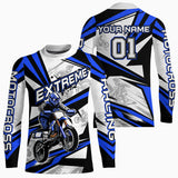 Maxcorners Blue Dirt Bike Racing Jersey Upf30+ Motocross Shirt Men Kid Women Off-Road Jersey MT2709