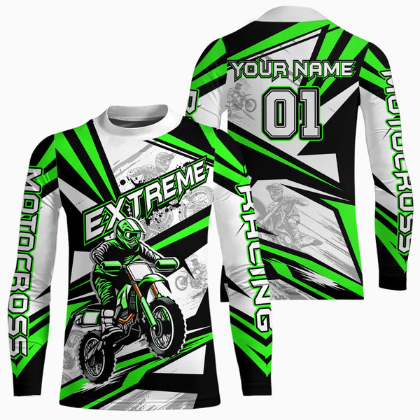 Maxcorners Green Dirt Bike Racing Jersey Upf30+ Motocross Shirt Men Kid Women Off-Road Jersey MT2709
