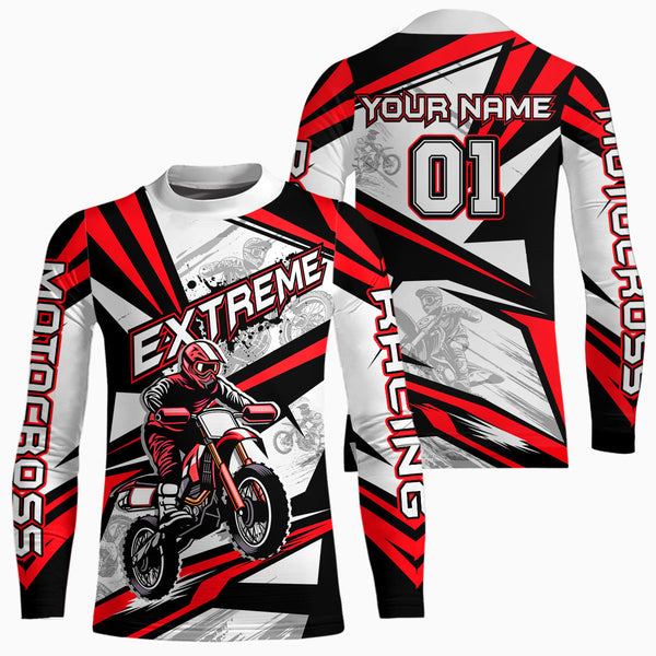Maxcorners Red Dirt Bike Racing Jersey Upf30+ Motocross Shirt Men Kid Women Off-Road Jersey MT2709