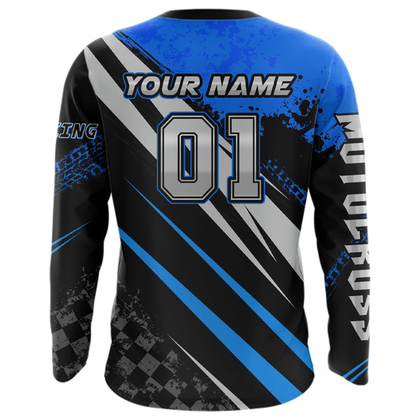 Maxcorners Dirt Bike MX Racing Jersey Blue Upf30+ Motocross Shirt Women Kid Off-Road Shirt MT2709