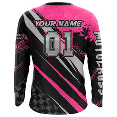 Maxcorners Dirt Bike MX Racing Jersey Pink Upf30+ Motocross Shirt Women Kid Off-Road Shirt MT2709