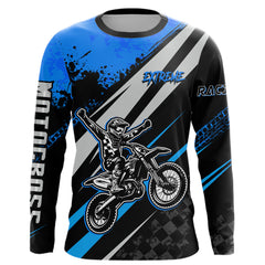 Maxcorners Dirt Bike MX Racing Jersey Blue Upf30+ Motocross Shirt Women Kid Off-Road Shirt MT2709