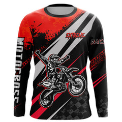Maxcorners Dirt Bike MX Racing Jersey Red Upf30+ Motocross Shirt Women Kid Off-Road Shirt MT2709