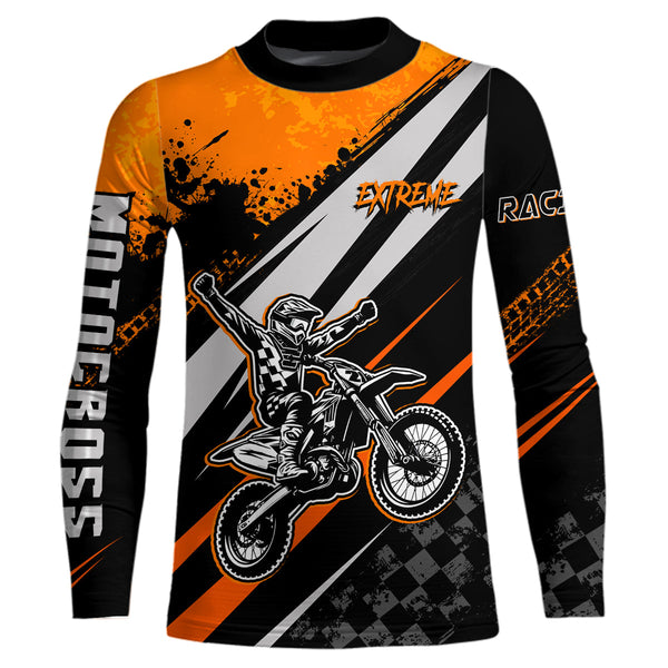 Maxcorners Dirt Bike MX Racing Jersey Orange Upf30+ Motocross Shirt Women Kid Off-Road Shirt MT2709