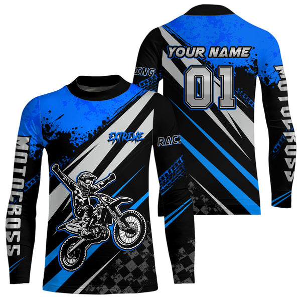Maxcorners Dirt Bike MX Racing Jersey Blue Upf30+ Motocross Shirt Women Kid Off-Road Shirt MT2709
