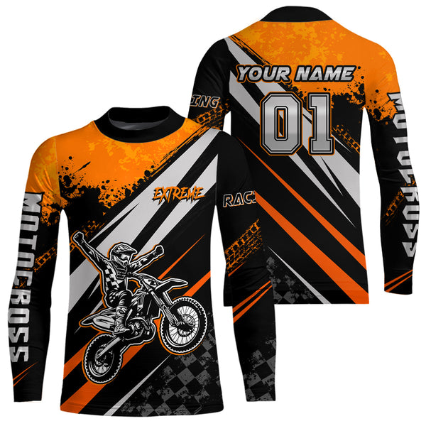 Maxcorners Dirt Bike MX Racing Jersey Orange Upf30+ Motocross Shirt Women Kid Off-Road Shirt MT2709