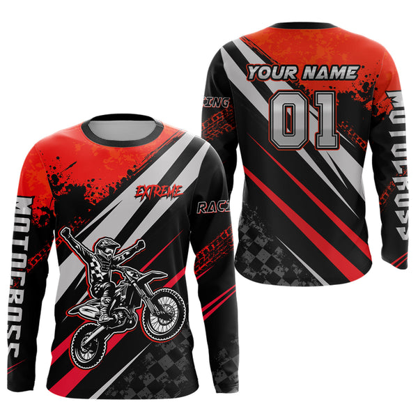 Maxcorners Dirt Bike MX Racing Jersey Red Upf30+ Motocross Shirt Women Kid Off-Road Shirt MT2709