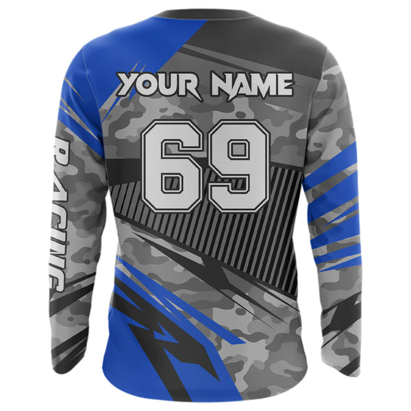 Maxcorners Motocross Racing Jersey Blue Upf30+ Dirt Bike Off-Road Shirt Motorcycle Kid Men Women MT2709
