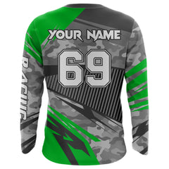 Maxcorners Motocross Racing Jersey Green Upf30+ Dirt Bike Off-Road Shirt Motorcycle Kid Men Women MT2709