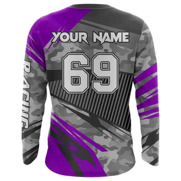Maxcorners Motocross Racing Jersey Purple Upf30+ Dirt Bike Off-Road Shirt Motorcycle Kid Men Women MT2709