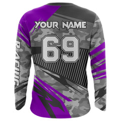 Maxcorners Motocross Racing Jersey Purple Upf30+ Dirt Bike Off-Road Shirt Motorcycle Kid Men Women MT2709