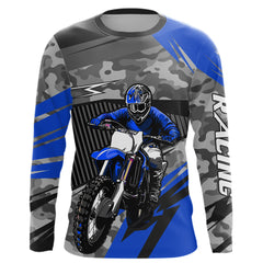 Maxcorners Motocross Racing Jersey Blue Upf30+ Dirt Bike Off-Road Shirt Motorcycle Kid Men Women MT2709