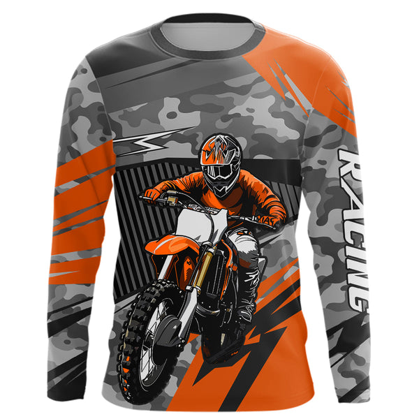 Maxcorners Motocross Racing Jersey Orange Upf30+ Dirt Bike Off-Road Shirt Motorcycle Kid Men Women MT2709