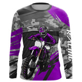 Maxcorners Motocross Racing Jersey Purple Upf30+ Dirt Bike Off-Road Shirt Motorcycle Kid Men Women MT2709