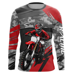 Maxcorners Motocross Racing Jersey Red Upf30+ Dirt Bike Off-Road Shirt Motorcycle Kid Men Women MT2709