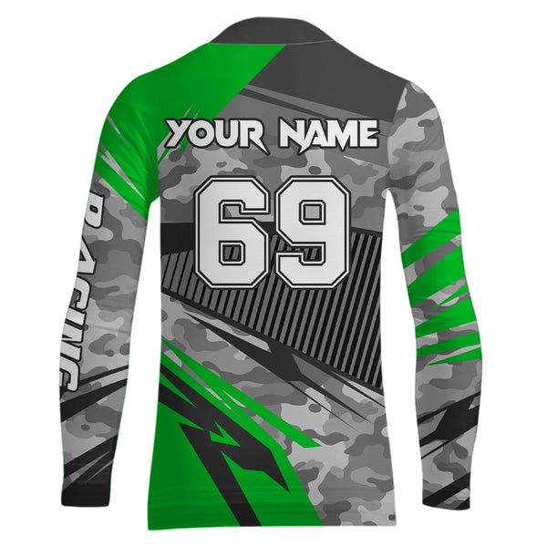 Maxcorners Motocross Racing Jersey Green Upf30+ Dirt Bike Off-Road Shirt Motorcycle Kid Men Women MT2709