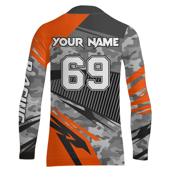 Maxcorners Motocross Racing Jersey Orange Upf30+ Dirt Bike Off-Road Shirt Motorcycle Kid Men Women MT2709