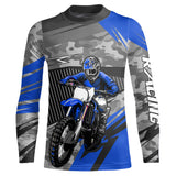 Maxcorners Motocross Racing Jersey Blue Upf30+ Dirt Bike Off-Road Shirt Motorcycle Kid Men Women MT2709