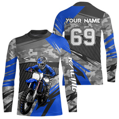 Maxcorners Motocross Racing Jersey Blue Upf30+ Dirt Bike Off-Road Shirt Motorcycle Kid Men Women MT2709