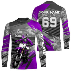 Maxcorners Motocross Racing Jersey Purple Upf30+ Dirt Bike Off-Road Shirt Motorcycle Kid Men Women MT2709