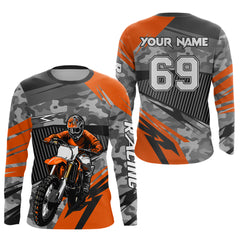 Maxcorners Motocross Racing Jersey Orange Upf30+ Dirt Bike Off-Road Shirt Motorcycle Kid Men Women MT2709