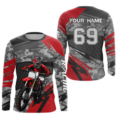 Maxcorners Motocross Racing Jersey Red Upf30+ Dirt Bike Off-Road Shirt Motorcycle Kid Men Women MT2709