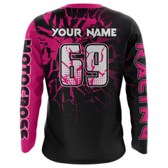 Maxcorners Pink Motocross Shirt Dirt Bike Jersey Women Kid Men Upf30+ Custom Jersey Off-Road MT2709