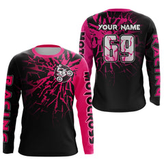 Maxcorners Pink Motocross Shirt Dirt Bike Jersey Women Kid Men Upf30+ Custom Jersey Off-Road MT2709