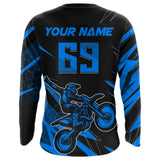 Maxcorners Motocross Jersey Kid Men Women Upf30+ Blue Racing Dirt Bike Shirt Off-Road Motorcycle MT2709