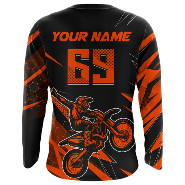 Maxcorners Motocross Jersey Kid Men Women Upf30+ Orange Racing Dirt Bike Shirt Off-Road Motorcycle MT2709