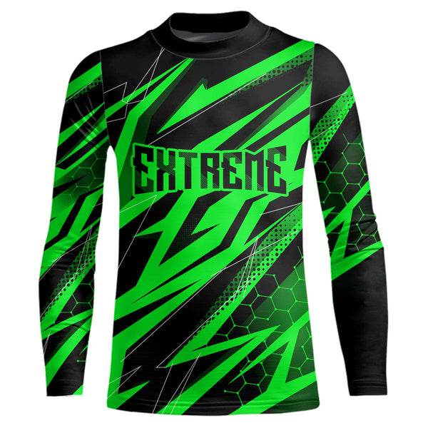 Maxcorners Motocross Jersey Kid Men Women Upf30+ Green Racing Dirt Bike Shirt Off-Road Motorcycle MT2709