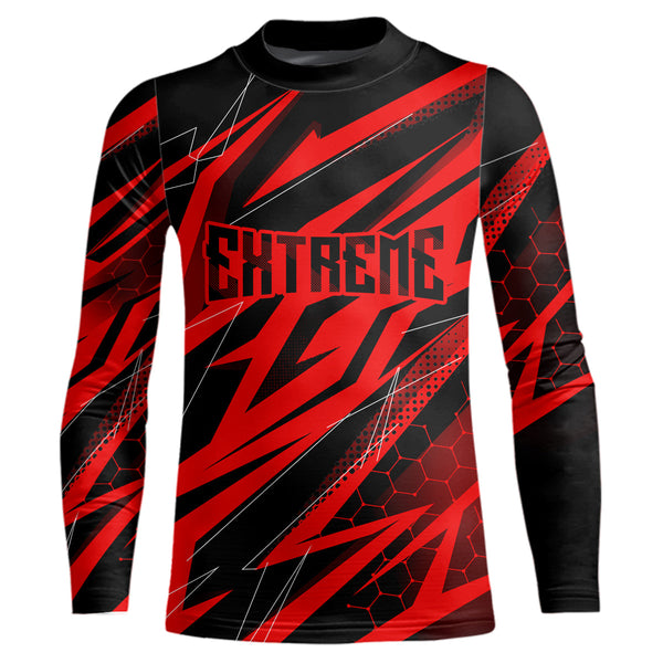 Maxcorners Motocross Jersey Kid Men Women Upf30+ Red Racing Dirt Bike Shirt Off-Road Motorcycle MT2709