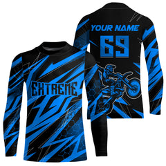 Maxcorners Motocross Jersey Kid Men Women Upf30+ Blue Racing Dirt Bike Shirt Off-Road Motorcycle MT2709
