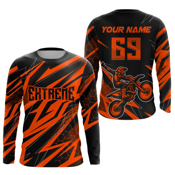 Maxcorners Motocross Jersey Kid Men Women Upf30+ Orange Racing Dirt Bike Shirt Off-Road Motorcycle MT2709
