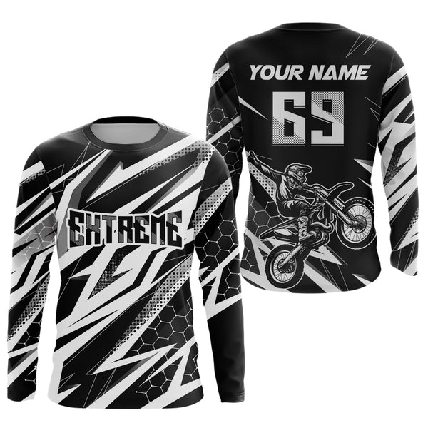 Maxcorners Motocross Jersey Kid Men Women Upf30+ White Racing Dirt Bike Shirt Off-Road Motorcycle MT2709