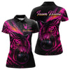 Maxcorners Pink Tiger Bowling Shirts for Men Women Team Bowling Polo & Quarter Zip Shirts LM1008