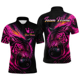 Maxcorners Pink Tiger Bowling Shirts for Men Women Team Bowling Polo & Quarter Zip Shirts LM1008