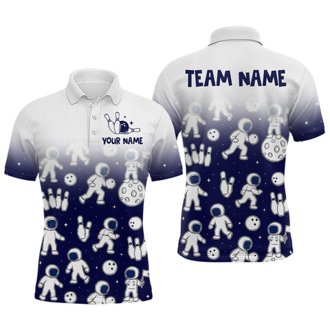 Maxcorners Astronaut Bowling Shirts for Men Women Team Bowling Polo & Quarter Zip Shirts MT1408