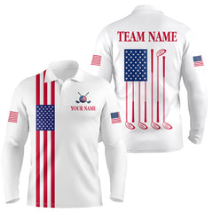 Maxcorners American Flag Golf Polo Shirt Custom Patriotic Golf Shirts for Men Women TeamMT0306