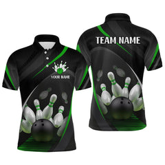 Maxcorners Green Bowling Shirts for Men Women Team Custom Bowling Polo & Quarter Zip Shirt TU0506